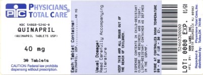 image of Quinapril 40 mg package label - Quinapril 40 mg package label